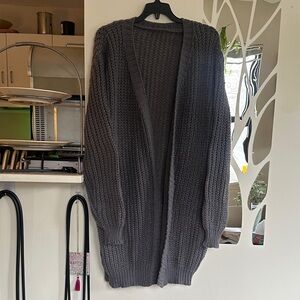 Nw/ouT Open-Front Chunky Knit Cardigan in Charcoal Gray (XL)